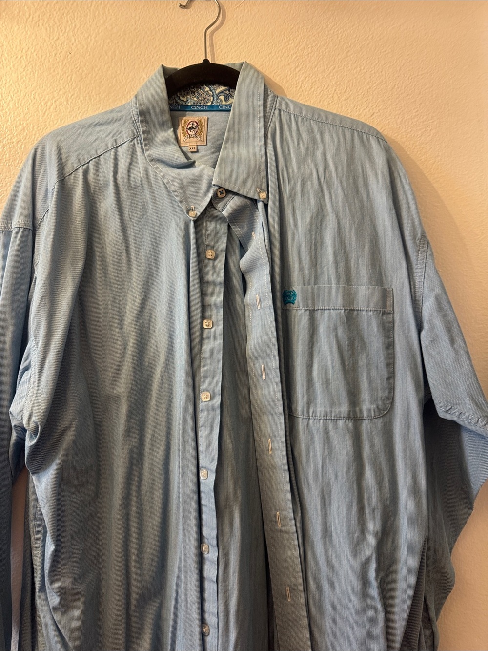 Cinch Light Blue Men's Button-Down Shirt with Chest Pocket